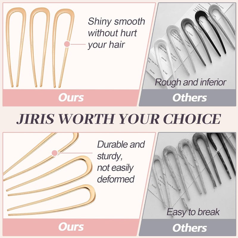 JIRIS 2PCS 5.5Inch French Hair Pins Large U-Shaped Pins for Women and Girls Fashion Metal Hair Pin French Twist Hair Pins for Buns, Updos,Stylish and Functional(set3-gold) - Image 3